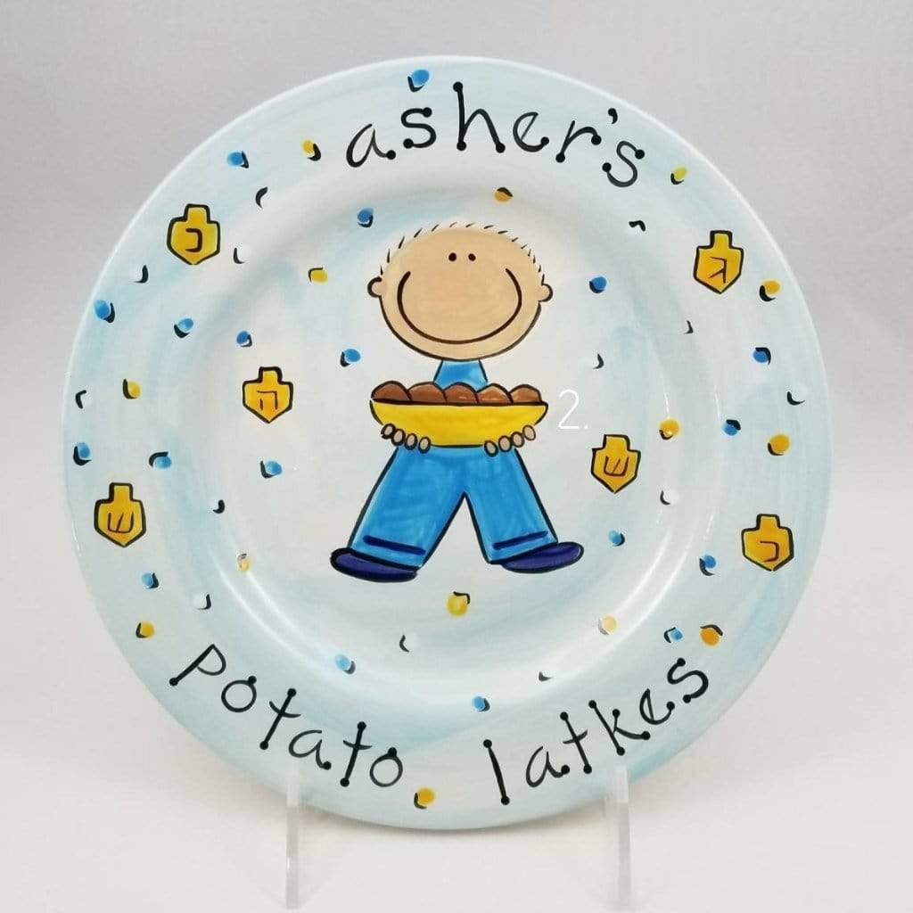Suzaluna - Personalized Potato Latkes Hanukkah Plate: Feminine, Masculine or Gender Neutral - ModernTribe