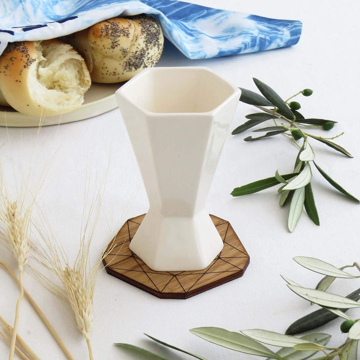 Studio Armadillo Kiddush Cup Minimalist White Shabbat Kiddush Cup
