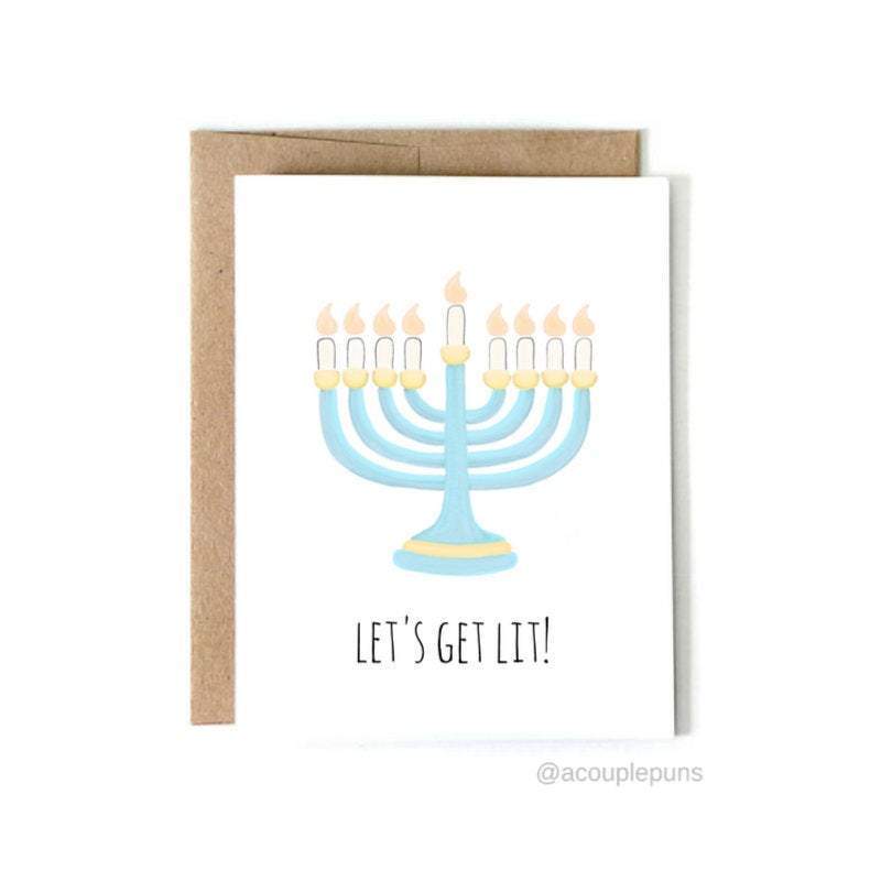 A Couple Puns Card Let's Get Lit Greeting Card, Box of 6