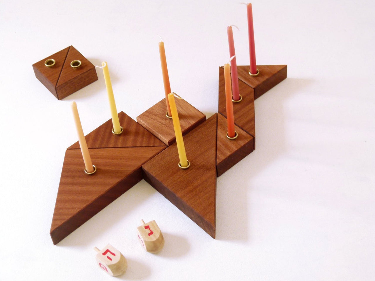 Studio Armadillo - Wood Tangram Hanukkah Menorah - ModernTribe
