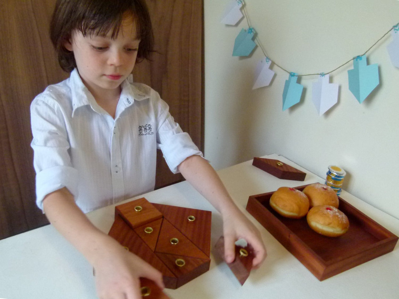 Studio Armadillo - Wood Tangram Hanukkah Menorah - ModernTribe
