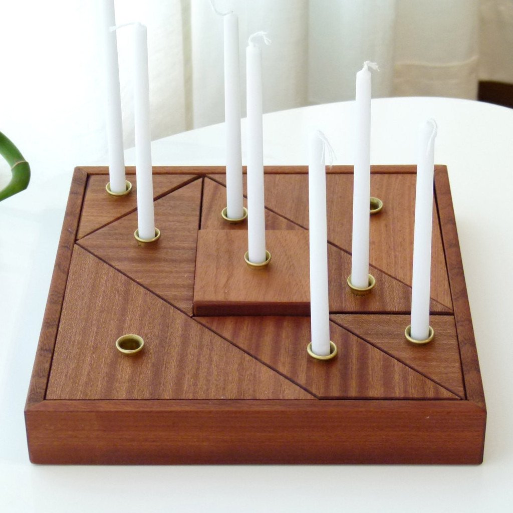 Studio Armadillo - Wood Tangram Hanukkah Menorah - ModernTribe