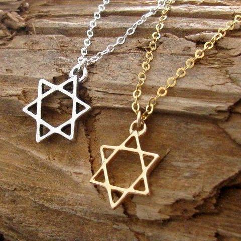 Mini Maxi Necklaces Dainty Gold or Silver Star of David Necklace