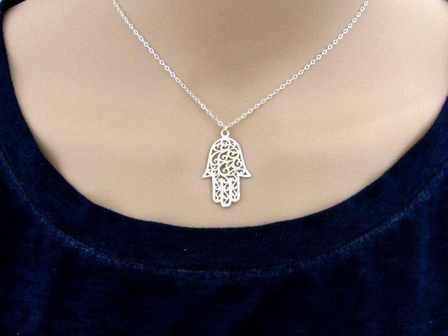 Mini Maxi - Lacy Hamsa Necklace - Silver or Gold - ModernTribe
