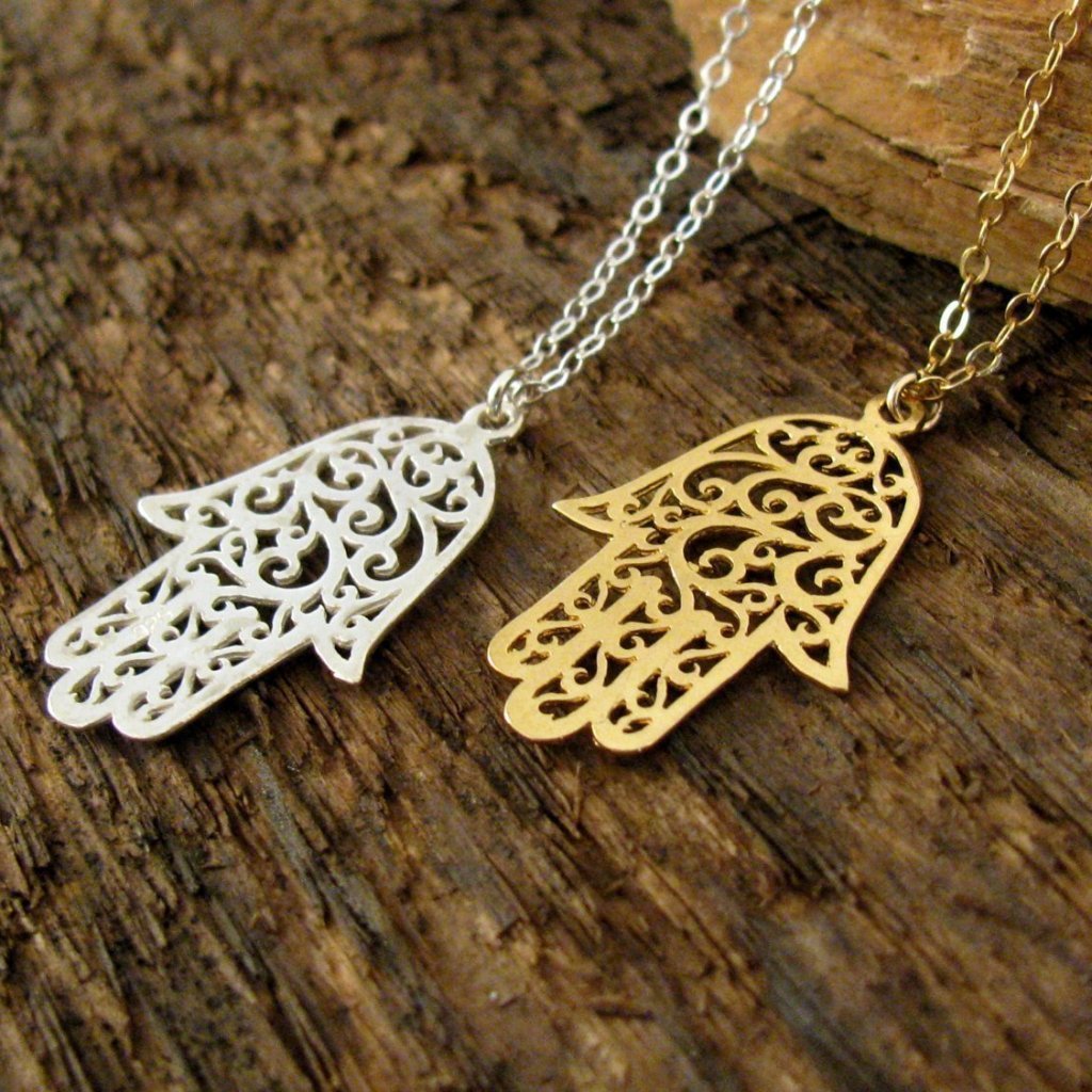 Mini Maxi - Lacy Hamsa Necklace - Silver or Gold - ModernTribe