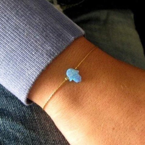 Mini Maxi - Blue Opal Hamsa Bracelet - Silver or Gold - ModernTribe