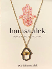 Hamsa Alek Necklaces Jeweled Noir Evil Eye Hamsa Necklace