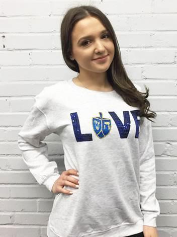 Sequin Dreidel Love Pullover Sweatshirt