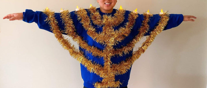 LiliPadDesign Menorahs Light Up Menorah Hanukkah Sweatshirt - Unisex