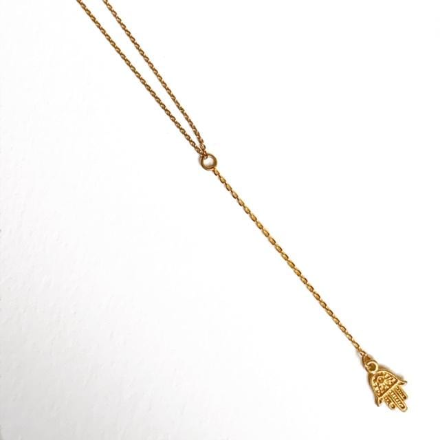 Stitch and Stone Necklaces Gold Gold Tiny Hamsa Y Necklace