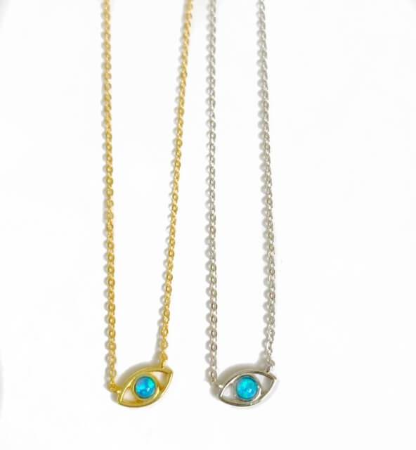 Stitch and Stone - Opal Evil Eye Necklace - Gold or Silver - ModernTribe
