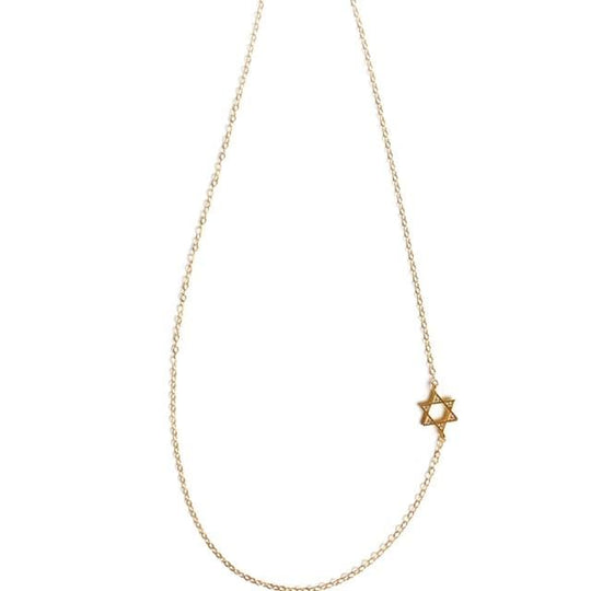 Offset Sparkle Star of David Necklace - Gold or Silver