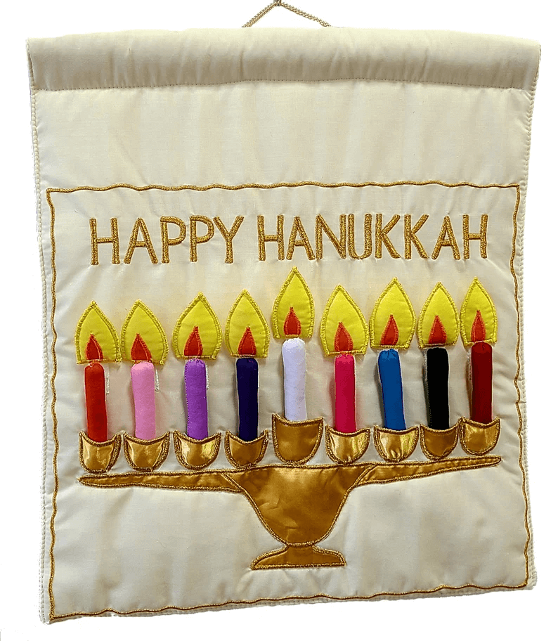 Pockets of Learning Books Happy Hanukkah Menorah Wall Hanging - Ivory