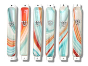 Shevi B Glass Creations Mezuzahs Fused Glass Mezuzah Case - Turquoise and Orange