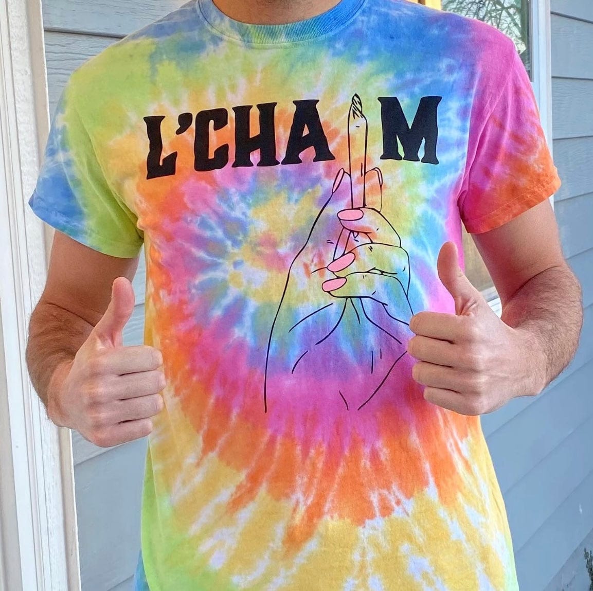 Tokin' Jew L'chaim Rainbow Tie Dye T-Shirt Unisex / Medium