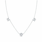 Alef Bet Necklaces Sterling Silver Mom Necklace with a Sparkling Star of David - Silver, Gold or Rose Gold