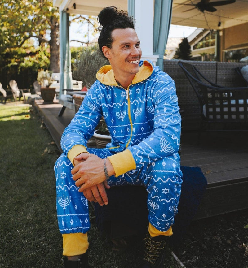 Tipsy Elves - Unisex Blue Hanukkah Jumpsuit - by Tipsy Elves - (Sizes XS - 3XL) - ModernTribe