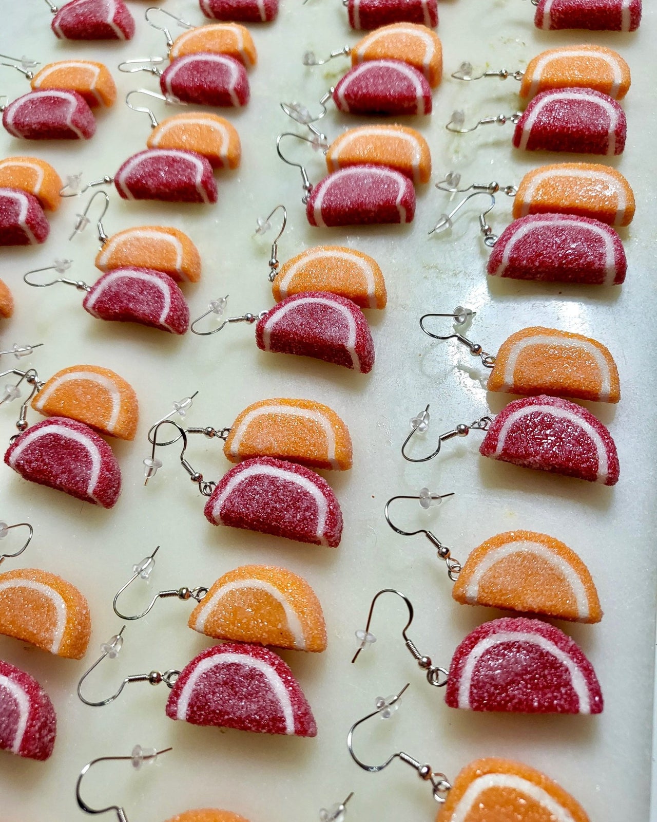 Marshmallow Twists - Passover Mismatch Jelly Fruit Slice Candy Earrings - ModernTribe
