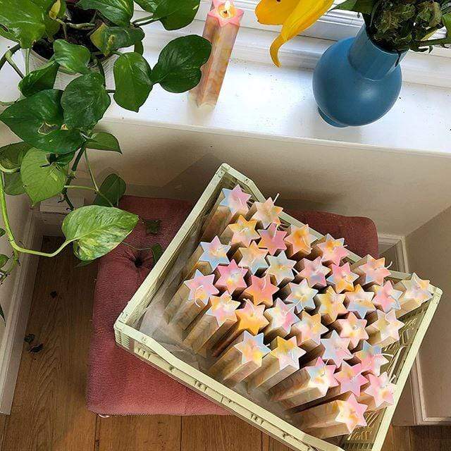 Esh - Tie Dye Star of David Pillar Candle - ModernTribe