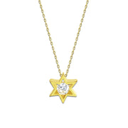 Alef Bet Necklaces Gold Gold Jewish Star of David Charm With Center Stone
