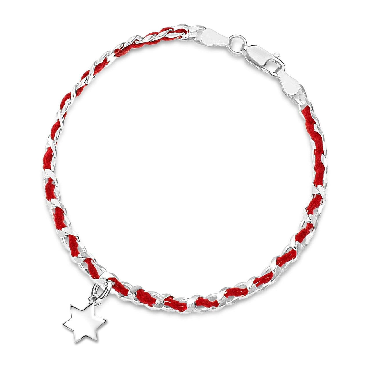 Alef Bet - Solid Star of David Red String Bendel Bracelet - ModernTribe
