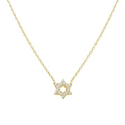 Alef Bet Necklaces Yellow Gold Star of David Sparkle Necklace - Gold, Silver or Rose Gold