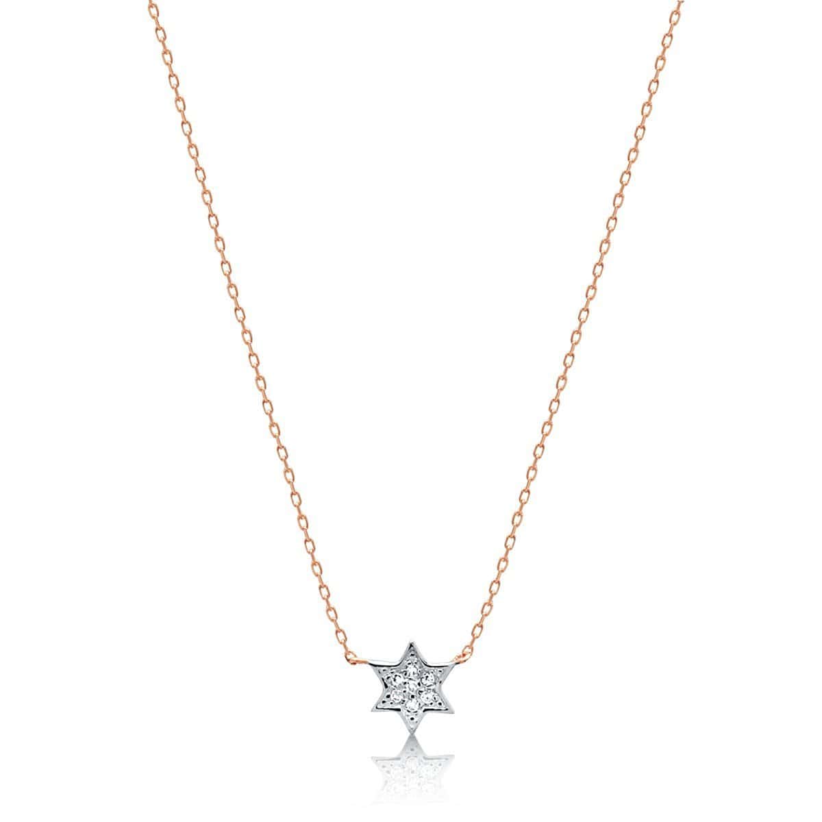 Petite Diamond Jewish Star Necklace in 14k Gold, White Gold or Rose Go