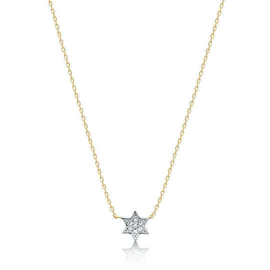 Petite Diamond Jewish Star Necklace - 14k Yellow, White or Rose Gold