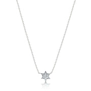 Alef Bet Necklaces White Gold Petite Diamond Jewish Star Necklace in 14k Gold, White Gold or Rose Gold