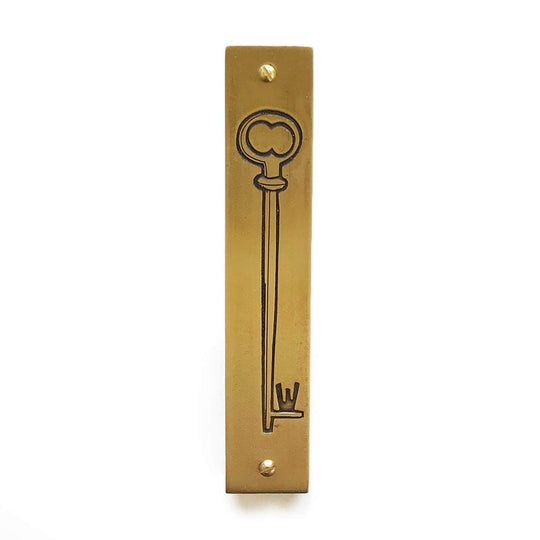 Brass Key Mezuzah by Emily Rosenfeld