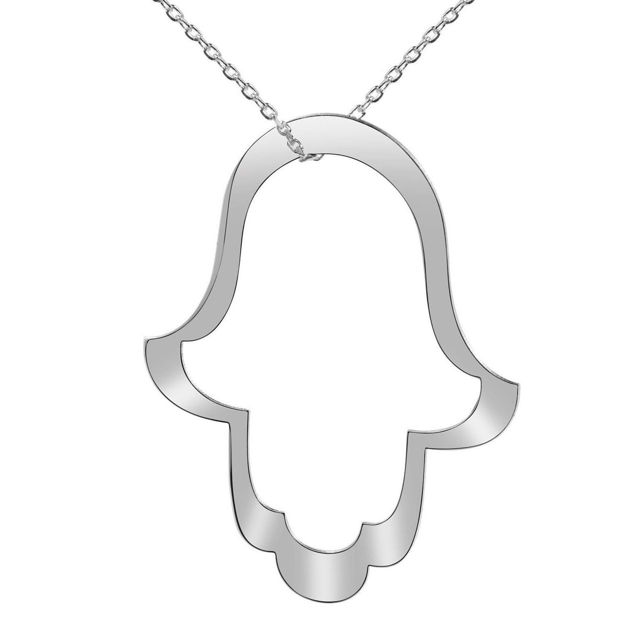 Alef Bet - Long Outline Hamsa Necklace - Sterling Silver or Gold - ModernTribe