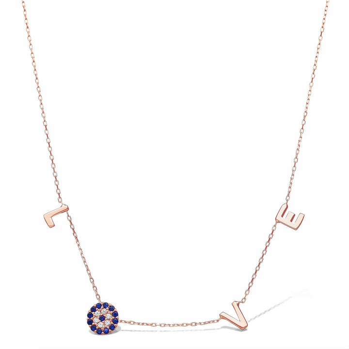 Alef Bet Necklaces Evil Eye Love Necklace - Silver, Gold or Rose Gold