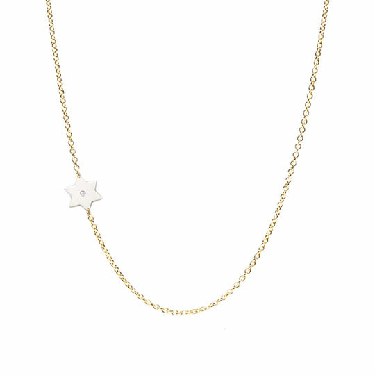 Classic Star of David Diamond Necklace - Two-Tone