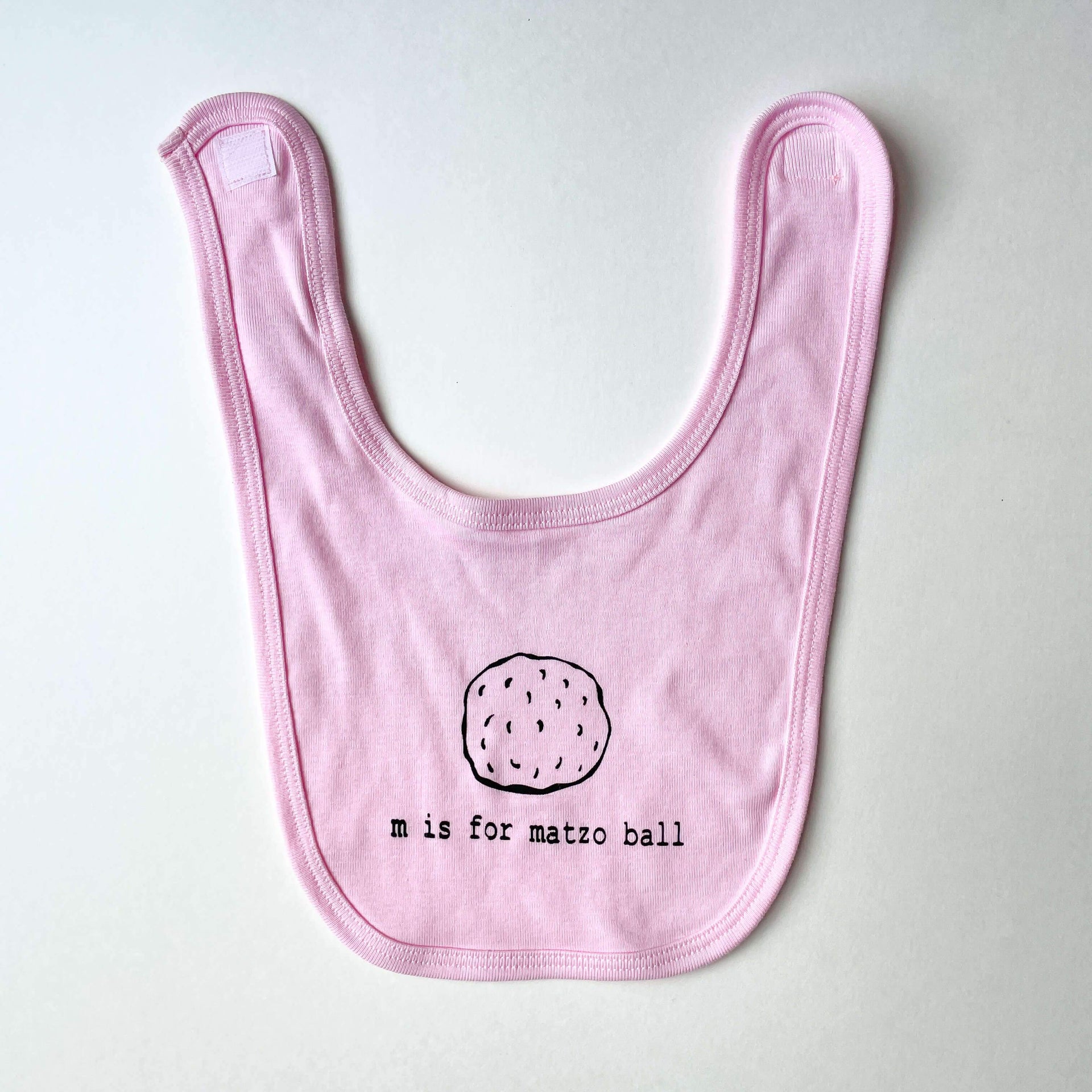 Garbella Bibs Pink M is for Matzo Ball Baby Bib - (Choice of Color)