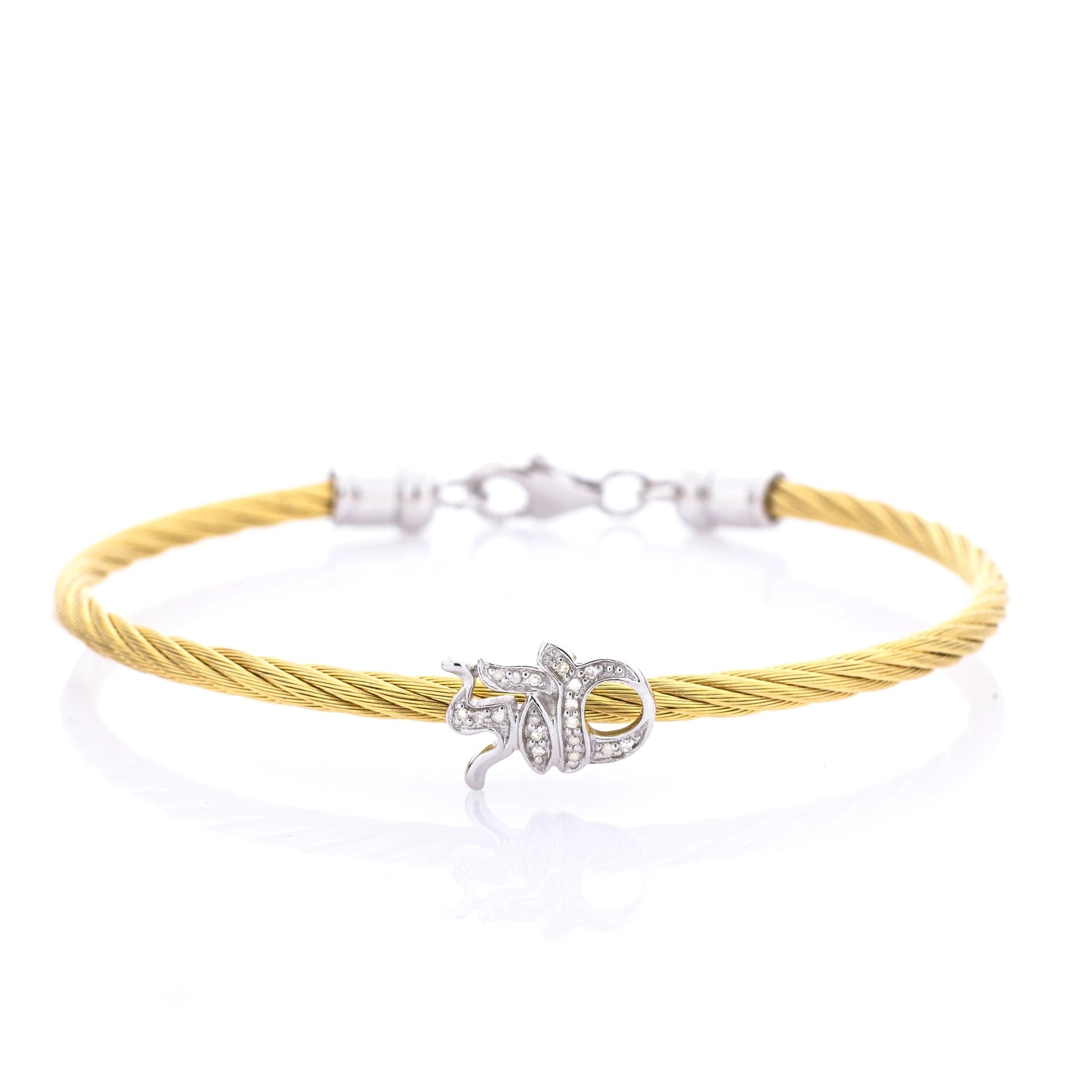 Alef Bet Bracelets Gold Mazel Diamond Bracelet - Yellow Gold, Rose Gold or Silver