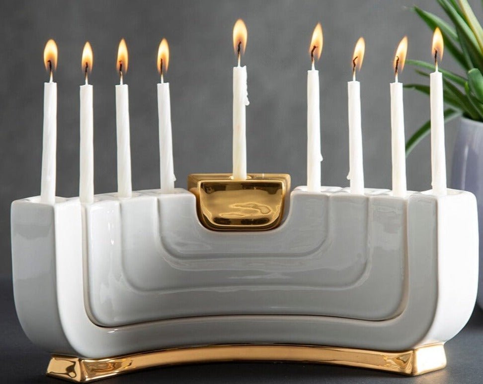 Mi Polin - Menokiah Lux Menorah/Shabbat Candlesticks by Mi Polin - Gold - ModernTribe