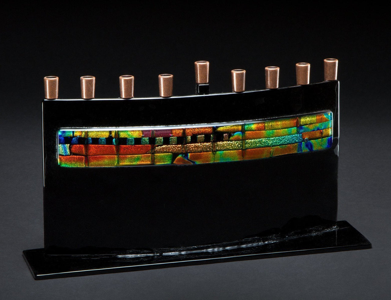 Daryl Cohen - Black Arc Menorah with Dichro Trim by Daryl Cohen - ModernTribe
