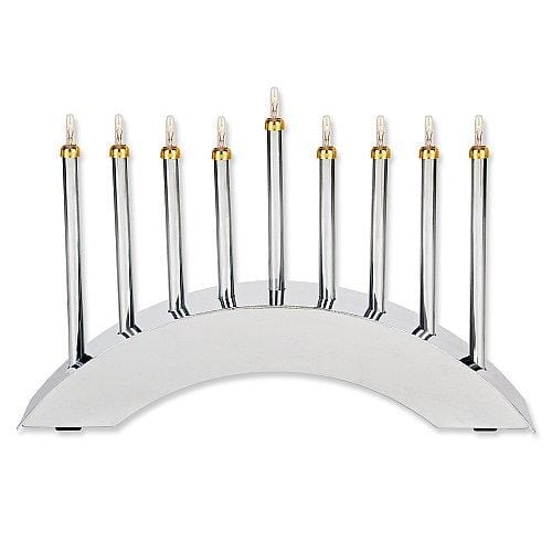 Aviv Judaica - Contemporary Highly Polished Chrome Plated Low Voltage Menorah - ModernTribe