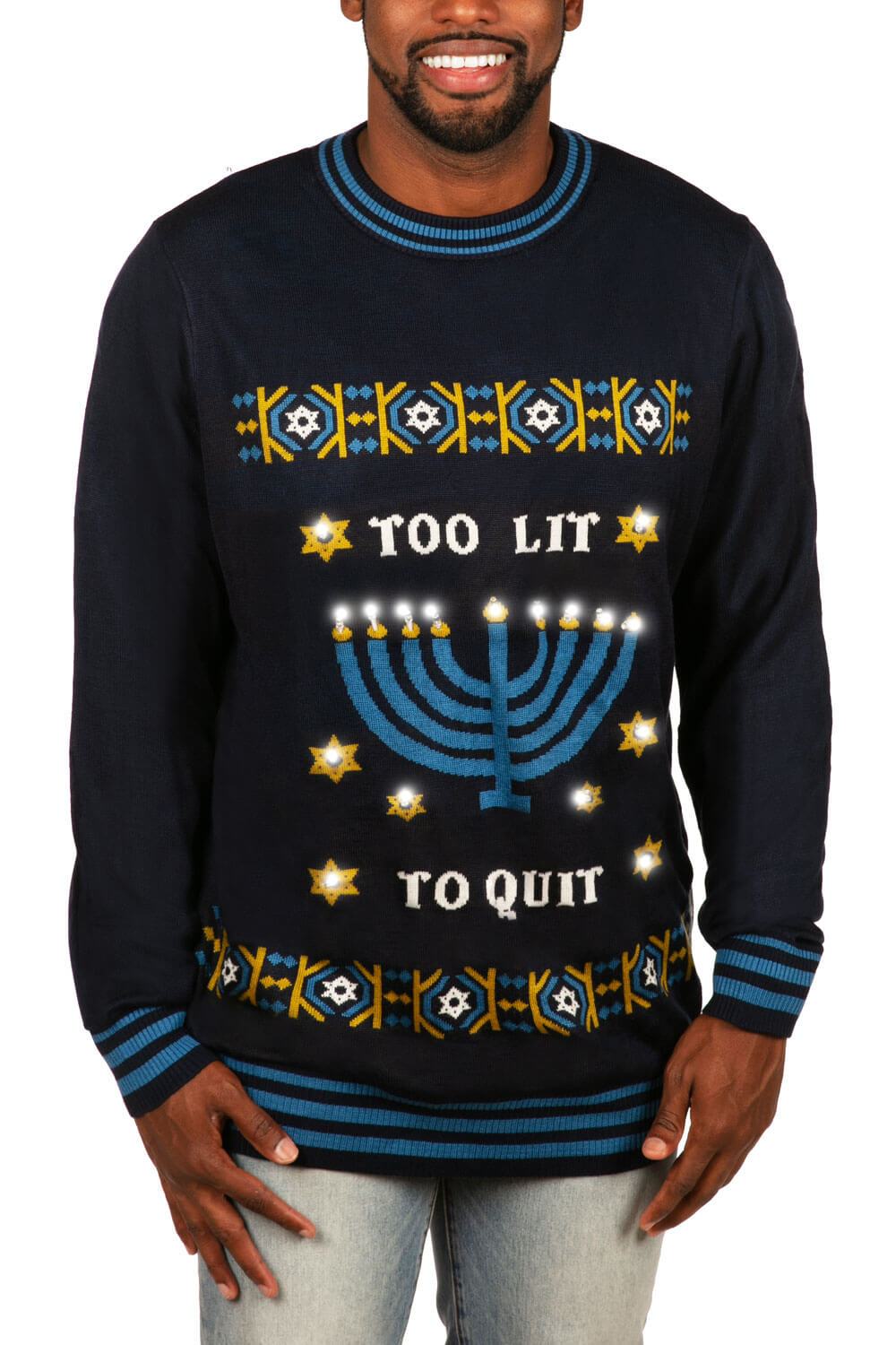 Tipsy Elves - Men's Too Lit To Quit Sweater - by Tipsy Elves - ModernTribe