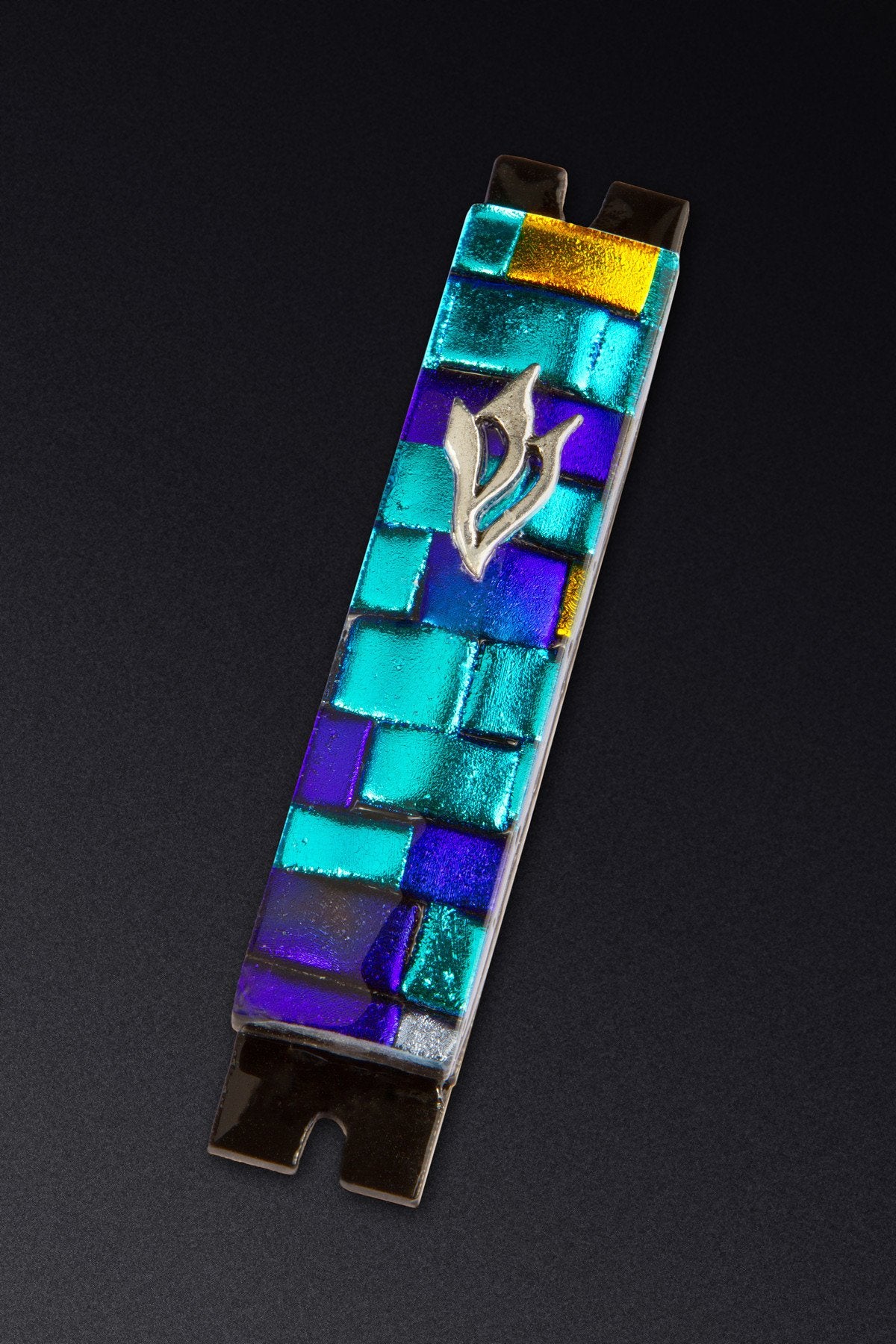 Daryl Cohen - Blue Brick Glass Mezuzah by Daryl Cohen - ModernTribe