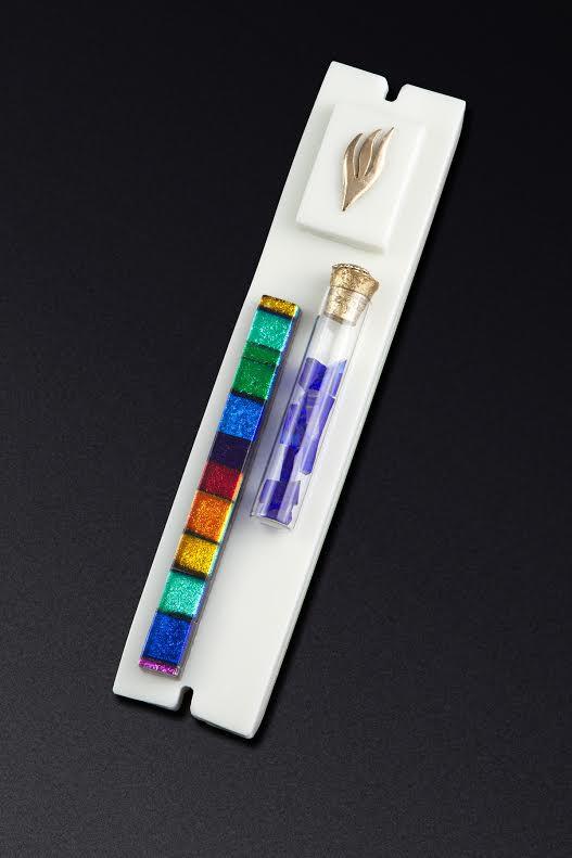 Daryl Cohen - White Wedding Mezuzah with Smash Glass Tube by Daryl Cohen - ModernTribe
