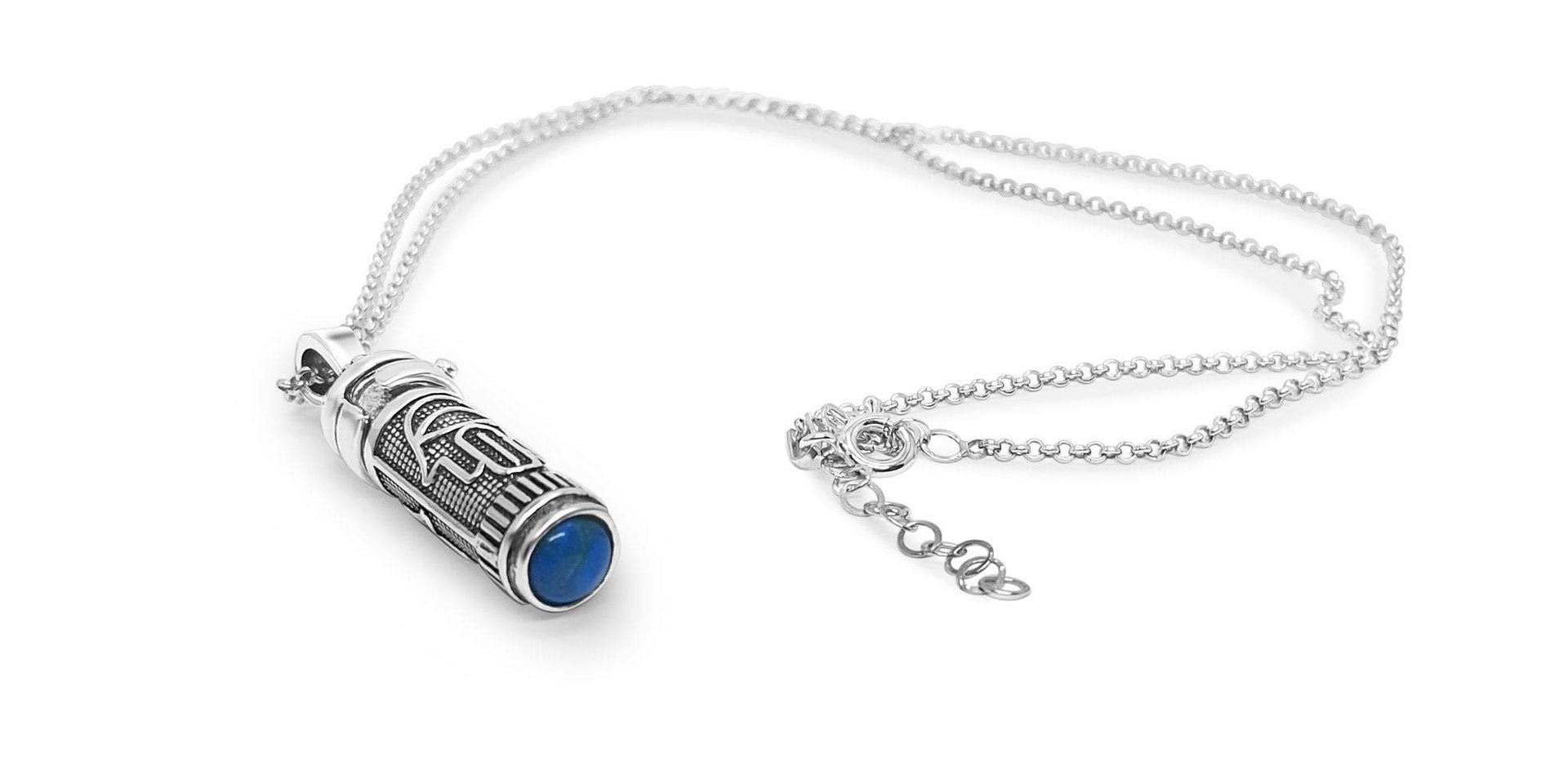 Alef Bet Necklaces Silver Silver Hamsa Turquoise Mezuzah Necklace