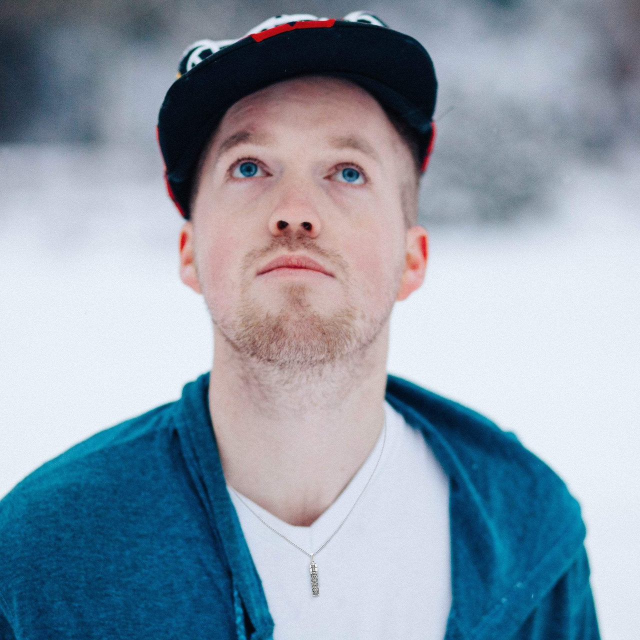 Alef Bet - Sterlng Silver Hamsa Turquoise Mezuzah Necklace - ModernTribe