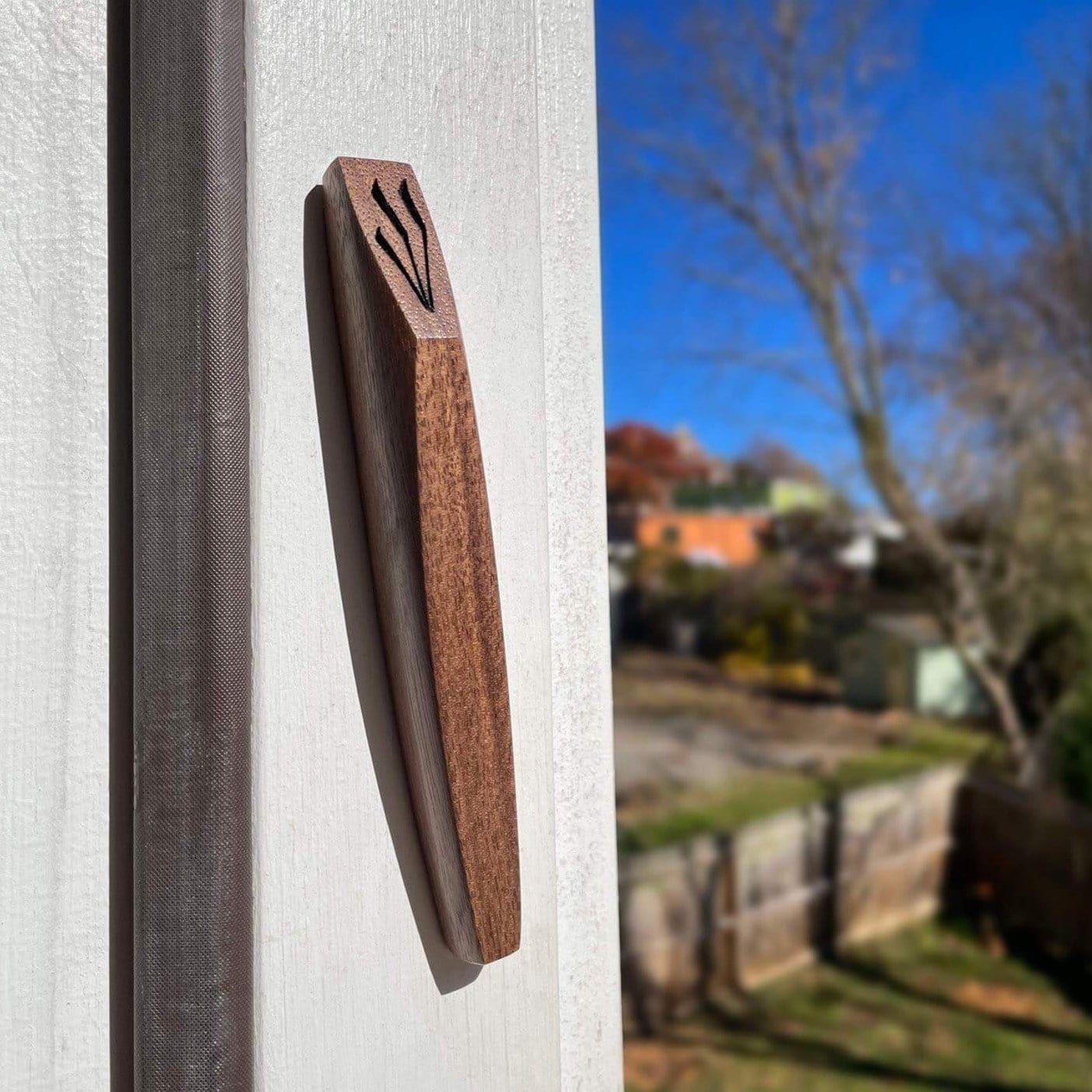 Ember Walnut Mezuzah by Windthrow (with scroll add-on)