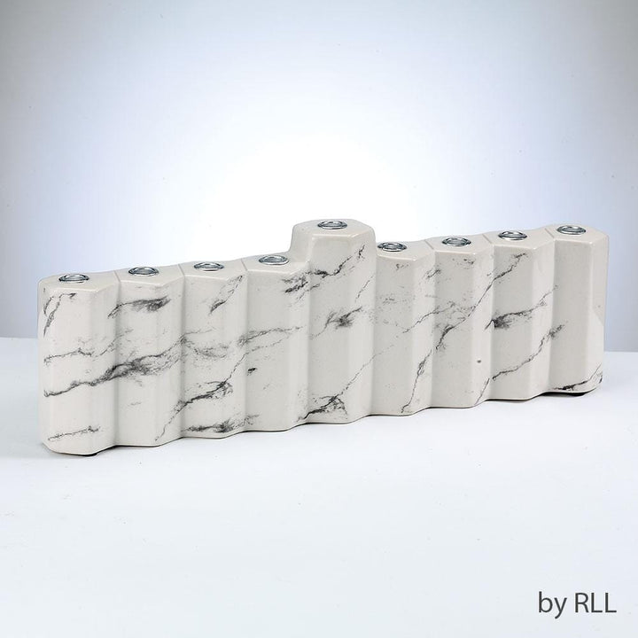 Rite Lite Menorahs Default Hexagons White Hand-Painted Ceramic Menorah