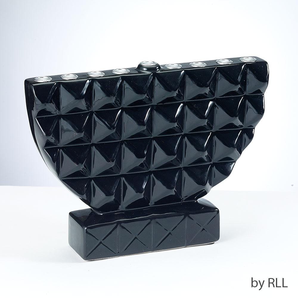 Rite Lite - Black Geometric Hand - Painted Ceramic Menorah - ModernTribe