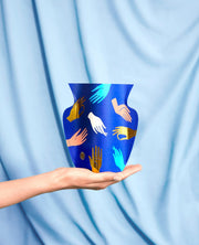 Octaevo Vase Mini Blue Paper Hamsa Vase by Octaevo - Large or Mini