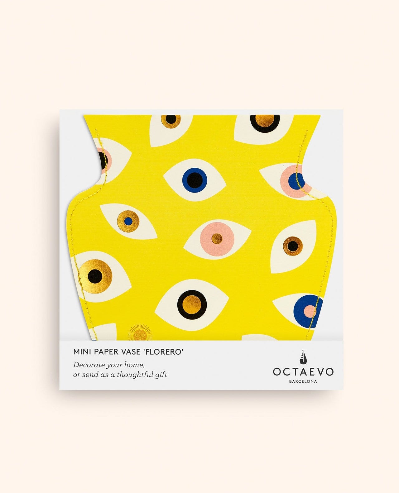 Octaevo - Yellow Paper Evil Eye Vase by Octaevo - Large or Mini - ModernTribe