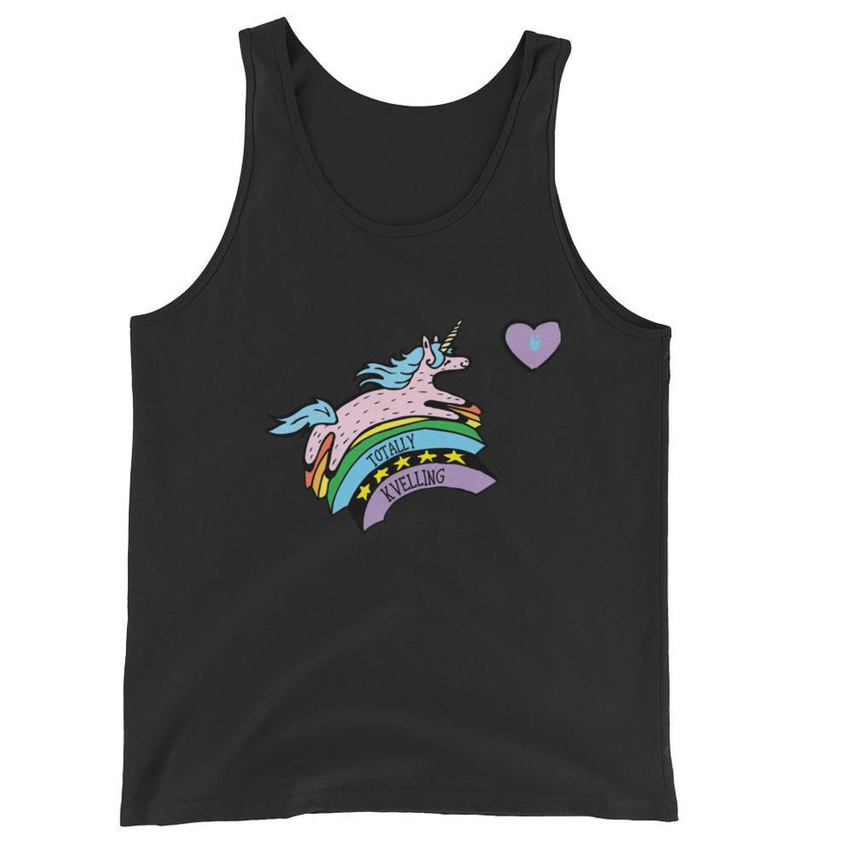 What Jew Wanna Eat - Jewnicorn Totally Kvelling Black Unisex Tank Top - Size XXL - ModernTribe