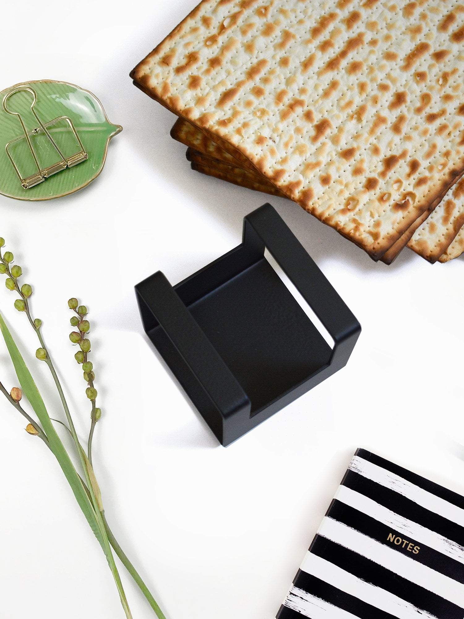 Studio Wallaby Matzah Plate Black Cube Modern Minimalist Matzah Holder